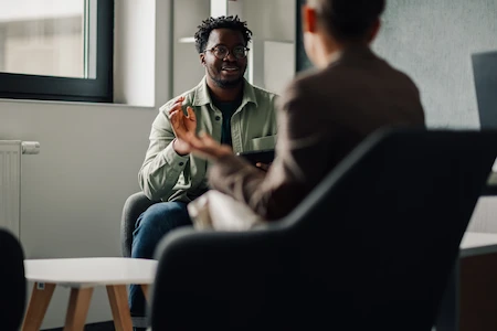 Image of employee receiving counselling from TestWise.